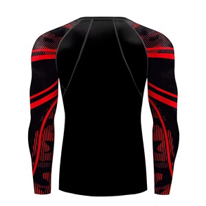 เสื้อรัดรูปแขนยาวสีแดงสำหรับผู้ชาย แห้งเร็ว เหมาะสำหรับออกกำลังกาย - Product Image 5