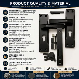Premium KELLTON Architectural Matte Black Interior Door <b>Lock</b> Set High <b>Security</b> Cylinder Mortise <b>Lock</b> Body Ambidextrous for Home - Product Image 3