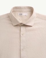Kemeja Pria Musim Gugur Lengan Panjang 100% Katun Rajut Polos Bermotif Regular Fit Bernapas Kasual Kerah Turun Kancing Tunggal