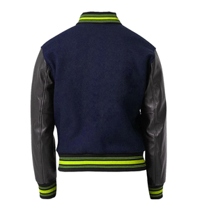 Vintage Style Wool Varsity <b>Jacket</b> with Leather Sleeves Stand Collar Solid Unisex Letterman Bomber Urban Streetwear Trend Coat - Product Image 4