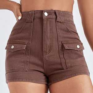 Pantalones cortos de mezclilla de algodón rasgados de cintura media, sexys y a la moda, de diseño personalizado y alta calidad, para mujer, talla grande, para verano. - Product Image 2