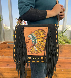 Venta caliente portátil mano Tooled Suede cuero oculto llevar bandolera bolso de cuero genuino gran diseñador bolso de hombro para mujer - Product Image 2