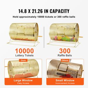 Tamburo per Lotteria in Metallo 14,8 X 21,26 con Maniglia Girevole in Legno per 10.000 Biglietti e 300 Palline da Ping Pong - Product Image 3