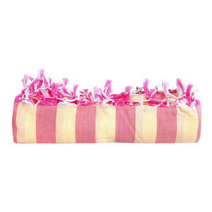 Sábana de Verano Multiusos de Algodón a Rayas Rosas con Flecos de Borlas, Suave, Transpirable y Ligera, Ropa de Cama para el Hogar, India - Product Image 4