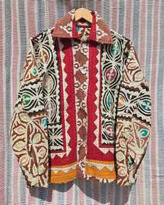 Chaqueta Acolchada de Patchwork para Mujer, Cuello Mandarín, Manga Larga, Algodón Tejido, Estilo Abierto, Corta, Estilo Otoñal - Product Image 4