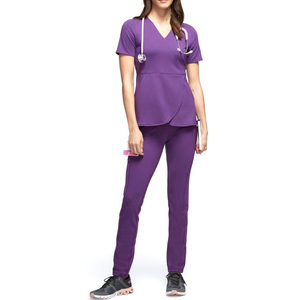 Ensemble d'uniformes infirmiers professionnels pour femmes avec pantalon de travail extensible en tissu doux pour les professionnels de la santé - Product Image 1