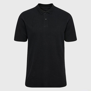Polo de Manga Corta Negro para Hombre, Algodón Piqué, Tejido Transpirable, Ropa Casual - Product Image 2