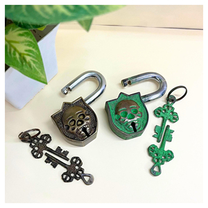 Brass <b>Padlock</b> With Tough Lock System Vintage Design Outdoor Conditions Skull Lock Wholesale Durable <b>Padlock</b> Strong with Keys - Product Image 1