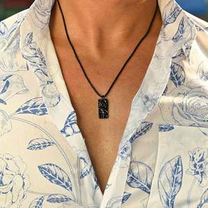 Collana con Ciondolo Geometrico in Acciaio Inossidabile, Stile <span class=keywords><strong>Berkeley</strong></span> Martellato, per Uomo - Product Image 5