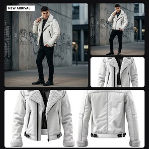 Custom Trending <b>Bomber</b> <b>Jacket</b> Real Sheepskin Leather <b>Shearling</b> Fur Warm Breathable Winter Filled Biker Style For Unisex Wear - Product Image 6