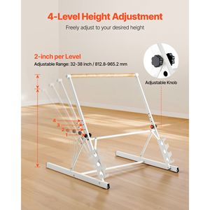 Barra da Ballet Portatile Autoportante da 3 Piedi, Attrezzatura per Fitness Domestico per Braccia, Addominali e Cardio, Facile da Usare - Product Image 4