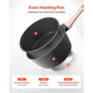 Set di pentole antiaderenti da 1,5 e 2,5 QT con coperchi in vetro, pentole multiuso per salse, manici rimovibili, facili da usare - Product Image 3