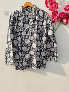<b>Black</b> Floral Cotton <b>Pajama</b> <b>Set</b> Women | Soft Breathable Nightwear Lounge Wear PJ <b>Set</b> with Shirt & Pants - Product Image 2