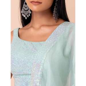 Lehenga choli ชุดงานแต่งงานเลื่อมสีฟ้าที่น่าสนใจ - Product Image 3