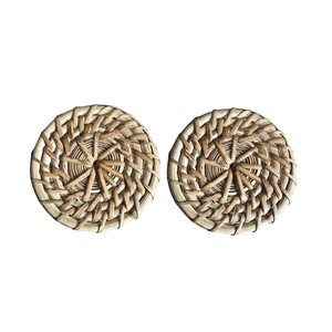 Sous-verre en rotin indien tissé à la main, 4 pouces, finition naturelle, rustique, antidérapant, écologique, décoration de table pour la maison, mariage, banquet - Product Image 1