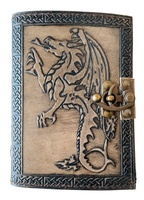 Dragón de fuego en relieve organizador Personal hecho a mano diario de cuero genuino hermoso cuaderno para la universidad libro de sombras cuaderno