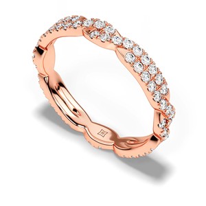 Bague de mariage incurvée en or blanc massif 14 carats avec diamants naturels, bague éternité empilable en chevron avec diamants ronds brillants pour femme - Product Image 5