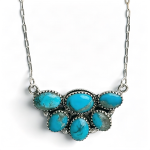 Collier pendentif en argent sterling 925 avec turquoise naturelle d'Arizona, serti de clos en or, le plus tendance pour femme - Vente en gros - Product Image 1