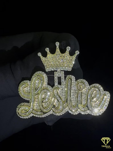 สร้อยคอหรูหรา "Leslie" ประดับเพชรโมอิสซาไนต์เต็มเส้น พร้อมจี้รูปมงกุฎ สำหรับผู้ชายและผู้หญิง - Product Image 6