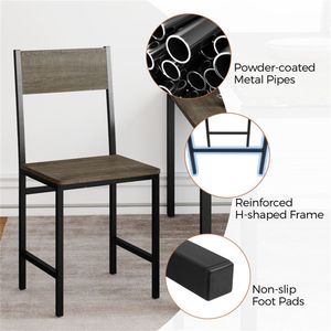 Set di 4 Sedie da Pranzo Contemporanee con Capacità di 150 kg, Rivestimento in Pelle PU Rimovibile, Struttura in Metallo e Rattan, Grigie, per Cucina - Product Image 6