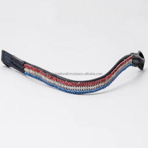 Banda de ceja de caballo de cuero de búfalo negro Premium para brida con cadena decorativa de 3 filas de cristales multicolores diamantes de imitación mega Bling - Product Image 2