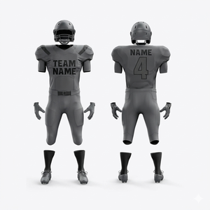 Uniforme de football américain pour hommes, gris, manches courtes, col en V, polyester respirant, toutes saisons, nom de l'équipe imprimé sur le devant - Product Image 2