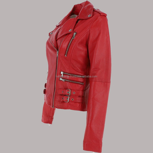 Chaquetas de cuero rojo para mujer - Product Image 4