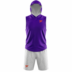 Custom Sublimated 7v7 Flag Football Uniform Sleeveless Hooded Football Jersey Shorts Set Breathable Team Training Sports Wear - Product Image 1