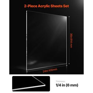 Confezione da 2 Lastre in Plexiglass Acrilico 24x36 Pollici, Spessore 1/4 di Pollice, Vetro Trasparente in Plastica per Artigianato e Lavori in Acrilico - Product Image 2