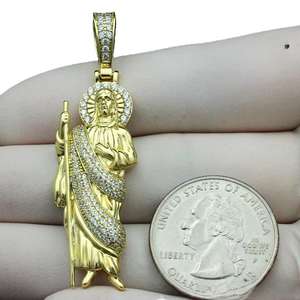 Elegante Colgante de San Judas con Diamante Moissanita, Sin Cadena, Plata de Ley 925, Estilo Hip Hop, Regalo de Cumpleaños - Product Image 5