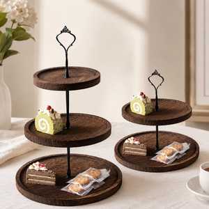 Support à gâteau rond en bois massif robuste pour anniversaire et mariage, taille/couleur personnalisable, passe au lave-vaisselle - Product Image 1