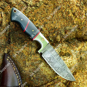 Cuchillo de Supervivencia de Acero de Damasco Forjado a Mano de Primera Calidad, Hoja Fija, para Campismo, Caza, Uso Diario, con Mango de Micarta y Funda - Product Image 2
