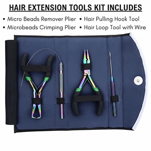 Compact Surgical Grade Stainless Steel <b>Hair</b> Extension <b>Tools</b> Set Micro Ring Bead Opening <b>Removal</b> Plier Loop Threader Hook <b>Tool</b> - Product Image 2