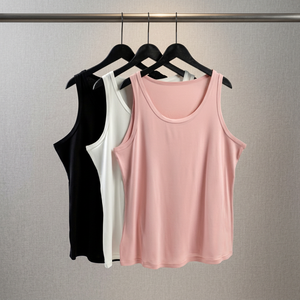 Women's Solid Knitted Tank Top Scoop Neck Breathable Regular Length Casual Style Pink White Black - Product Image 1