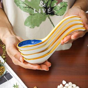 Cuchara de Sopa de Cerámica Pintada a Mano, Pequeña, Azul y Blanca, Cuchara Clásica China de Porcelana para Té y Café, para Uso en Cocina, Cafetería y Hotel - Product Image 5