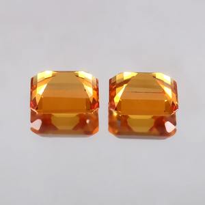 Par de Octágono citrino creado en laboratorio de alta calidad, joyería de cristal amarillo brandy oscuro facetado, piedras creadas en laboratorio calibradas - Product Image 6