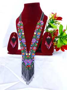 Conjunto de collar de cuentas de vidrio encantador, accesorios de joyería bohemia hechos a mano para mujer, moda diaria - Product Image 6