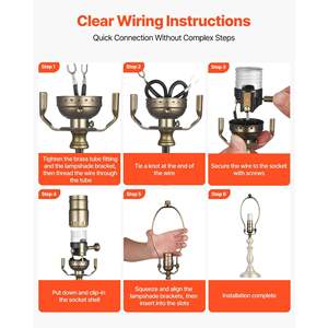 <b>Antique</b> Bronze Finish E26 <b>Lamp</b> Socket 12 ft DIY <b>Lamp</b> Rewire Kit Essential Hardware for Table Floor <b>Lamps</b> Retrofit Kits - Product Image 6