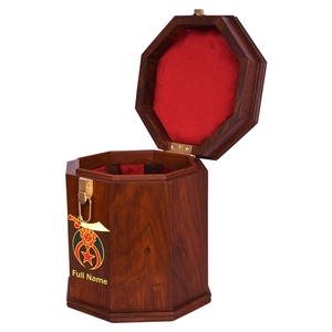 Shriners Fez Case Personalized Textured Acacia Wood with Red Velvet Interior Luxury Storage Display Box Custom Made - Product Image 3