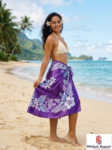 Paréo Sarong Hawaïen Personnalisé en Satin à Pois Tissé, Motif Floral Tropical, Léger, pour la Plage, Fabrication OEM ODM - Product Image 2