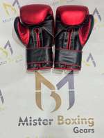 Gants de boxe professionnels en cuir de vachette faits à la main, rouge métallisé tendance, « No Boxing No Life », pour l'entraînement – Vente chaude