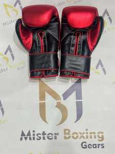Gants de boxe professionnels en cuir de vachette faits à la main, rouge métallisé tendance, « No Boxing No Life », pour l'entraînement – Vente chaude - Product Image 5