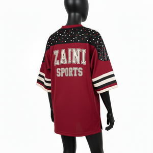 Camiseta de Fútbol Femenina de Calidad, Transpirable, de Malla de Poliéster GSM, Diseño de Paneles Marrón y Negro, Logotipo Personalizado, Camiseta de Fútbol Femenina de Algodón - Product Image 5