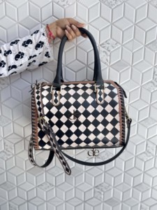 Luxury Designer Hand Tooled Carving Leather Speedy Handbag Gypsy Boho Checkers Pattern Western Stylish Women Shoulder Bag - Product Image 4