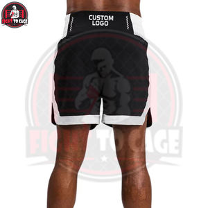 Shorts de boxe en polyester respirant noir et blanc, qualité supérieure, équipement d'entraînement, service OEM ODM, fournisseur fiable, collection automne. - Product Image 4