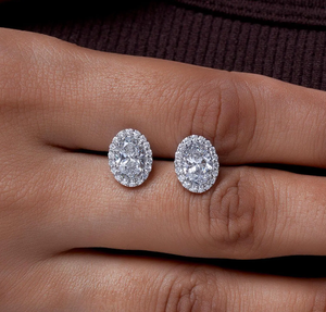 Pendientes de Diamantes de Laboratorio Certificados por IGI, Plata 925 de Diseño Vintage, Corte Ovalado, Color F, Regalo para Compromiso, Boda o Fiesta - Product Image 4