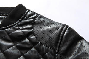 Veste d'hiver en cuir à manches longues pour homme, couleur unie, diamant, personnalisé, décontracté, Slim, col montant, zip, Style OEM - Product Image 4