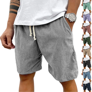 Pantalones Cortos Bermuda de Pana para Hombre, de Poliéster Tejido, Cintura Media, con Cordón, Color Sólido, Casuales, Transpirables, para Verano - Product Image 4