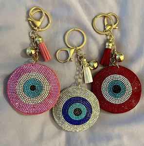 Porte-clés mousqueton en verre tissé à carreaux corail menthe Isan, broderie de perles de rocaille faites à la main, écologique et personnalisable - Product Image 5
