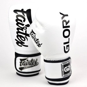 ถุงมือชกมวยรุ่นล่าสุด คัสตอม สีดำขาว Glory Fairtex หนังวัวแท้ 100% สำหรับฝึกซ้อม - Product Image 2